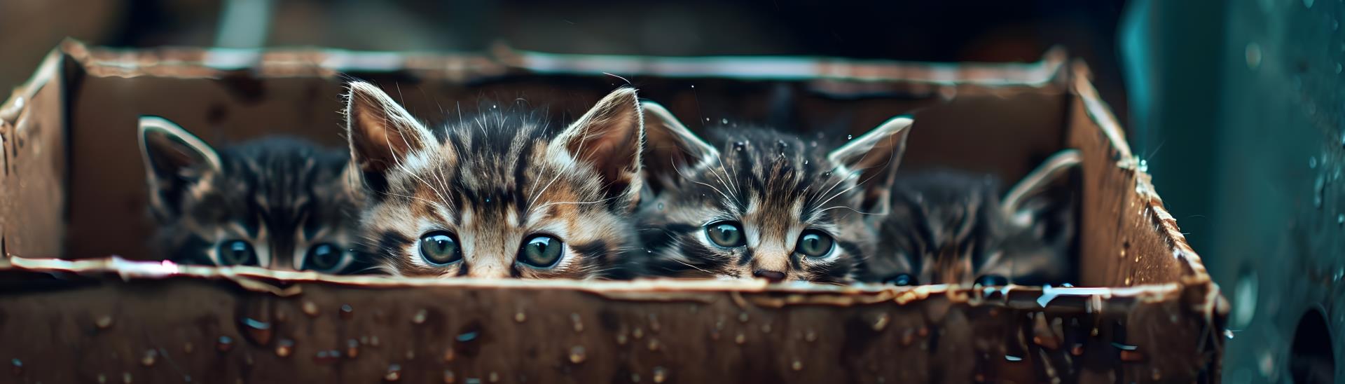 Kittens in bucket clooseup